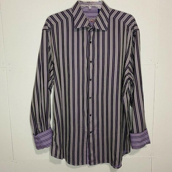 Robert Graham Men's XL Button Down Shirt Striped Flip Cuff - Picture 1 of 9
